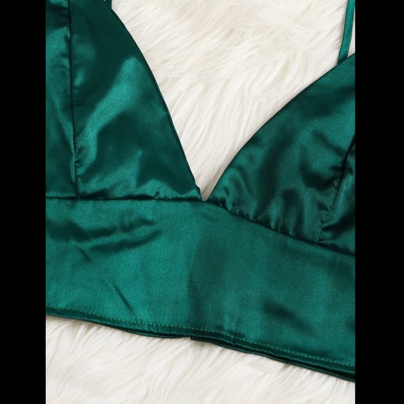 Emerald, Satin, Lingerie & Pajama, Brallete Set - Picture 4 of 6